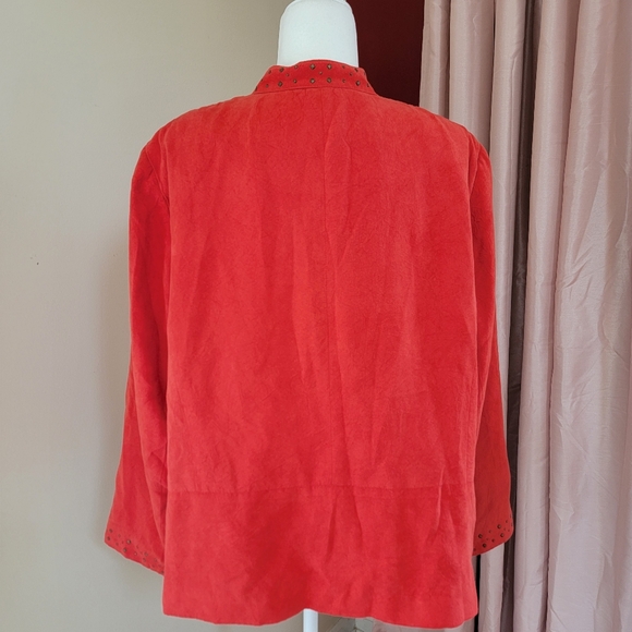 Alfred Dunner Orange Open Front Over Coat with Studded Trim Size 18W EUC - Picture 4 of 11